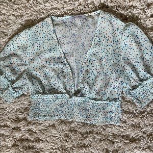 Gab & Kate Puffed Sleeve Crop Top